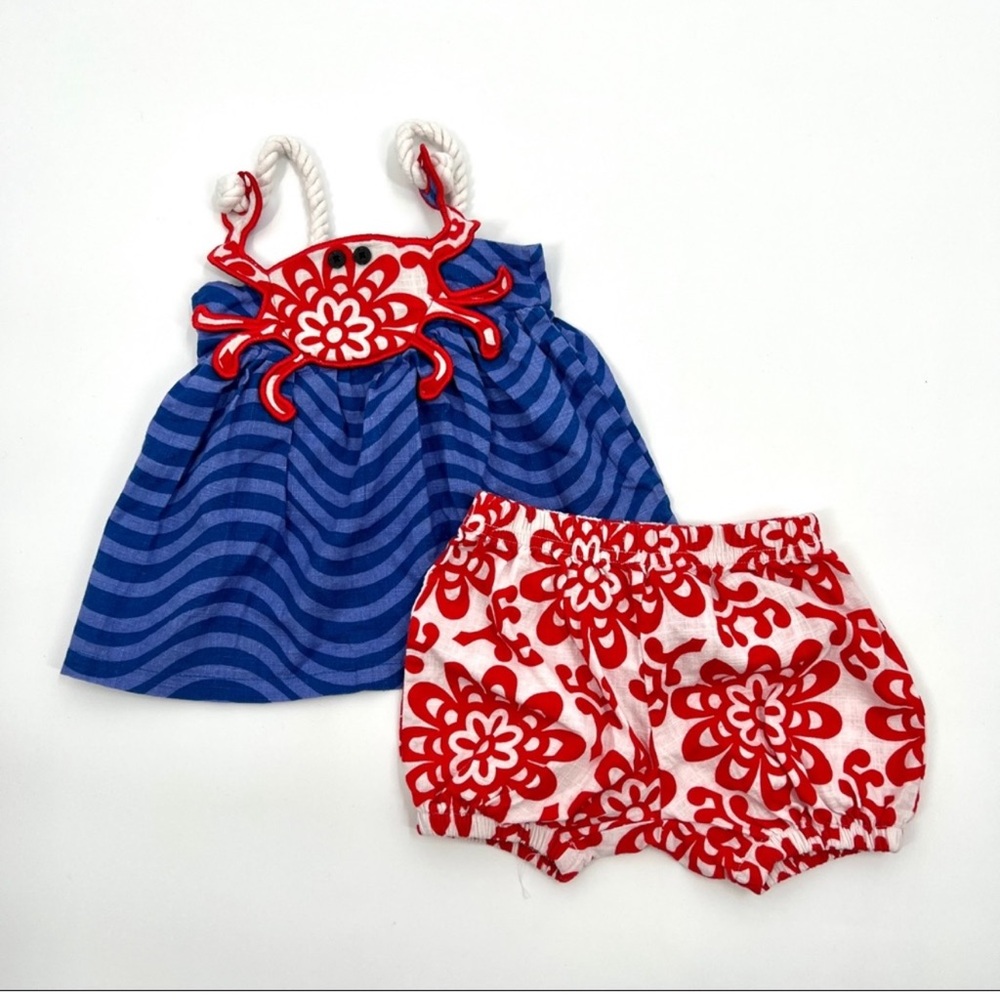 NWOT MUD PIE red white and blue crab nautical rope 2 piece set - Picture 2 of 5